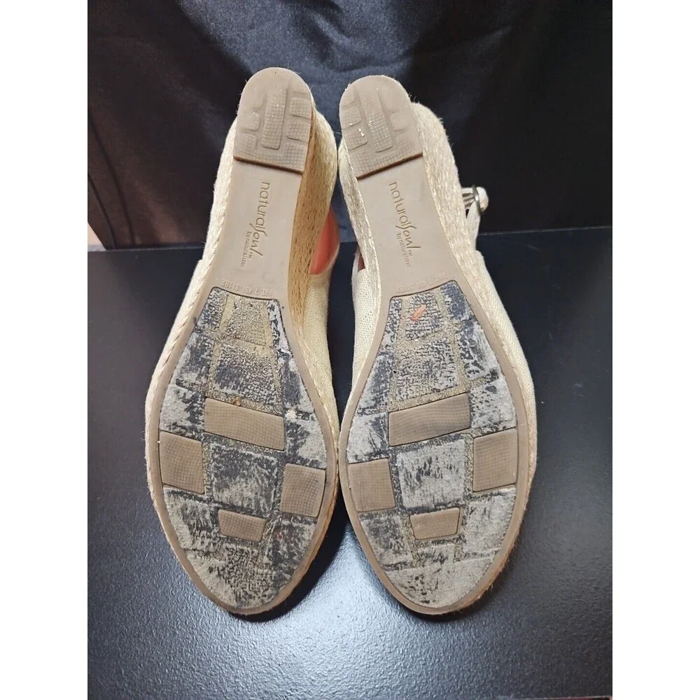 Natural Soul by Naturalizer Sandals Womens 8.5  W Basic Espadrille Beige Wedge - Picture 5 of 8